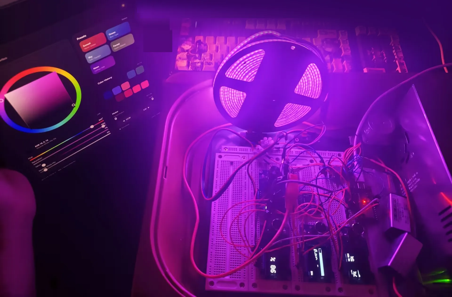 RGBNW controller running a purple scene