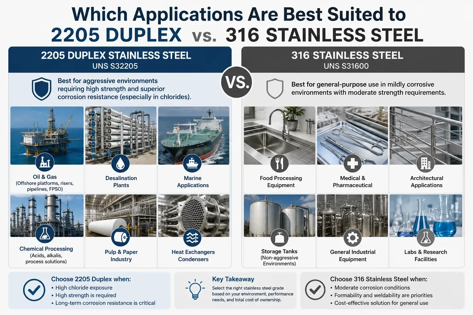 Stainless steel grades compared